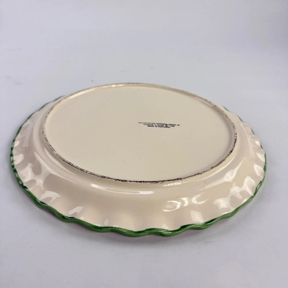 Portugal Ceramics Ribbons N‎ Bows Christmas Cake Dome Platter Vintage 1998 Gift